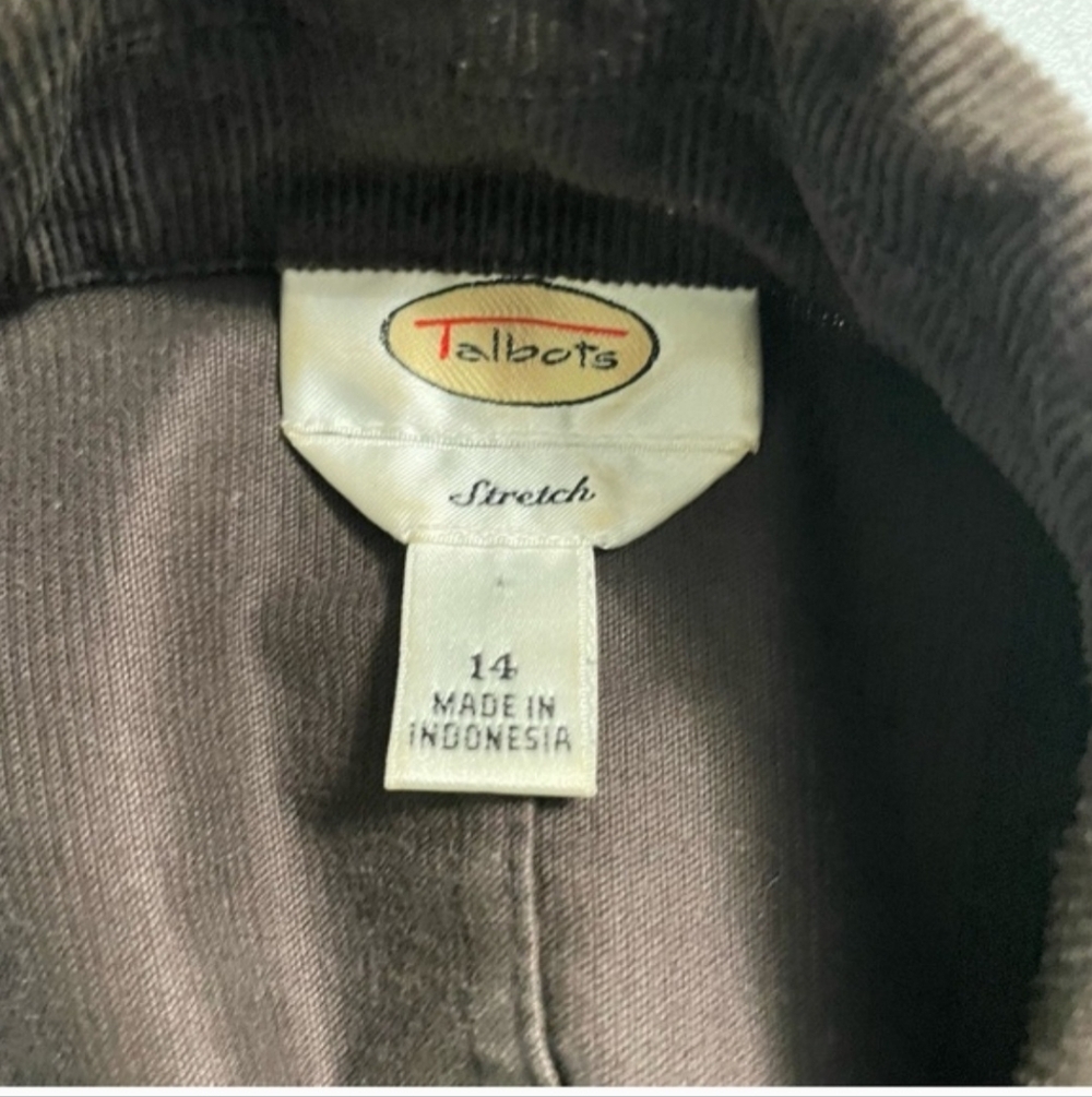 Talbots Chocolate Brown Corduroy Stretch JacketBlazer Sz 14 Excellent Condition - Picture 2 of 11